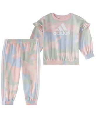 Baby Girls 2 Piece Printed Flutter Sleeve Pullover Jogger Set