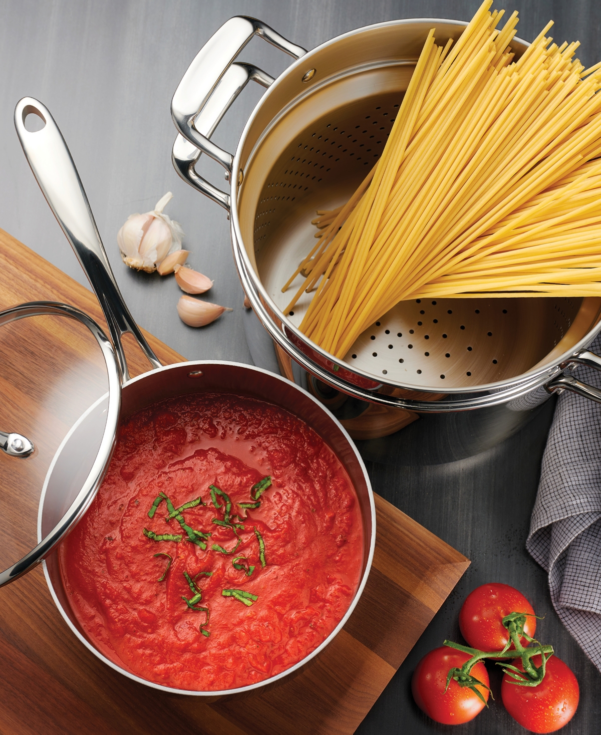 Tramontina Triply Clad Stainless Steel Glass Lid 14 Pc Cookware Set In Stainless Steel
