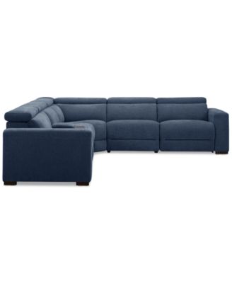Nevio 6-Pc. Fabric Power Headrest Sectional with Console and 3 Power Motion Chairs