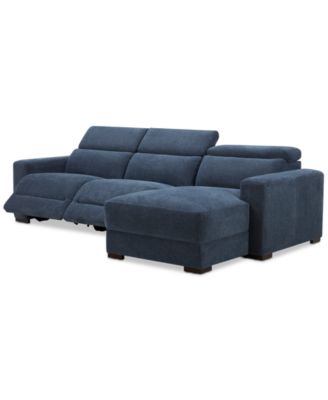 Nevio 3-Pc. Fabric Power Headrest Sectional and Chaise with 2 Power Motion Chairs
