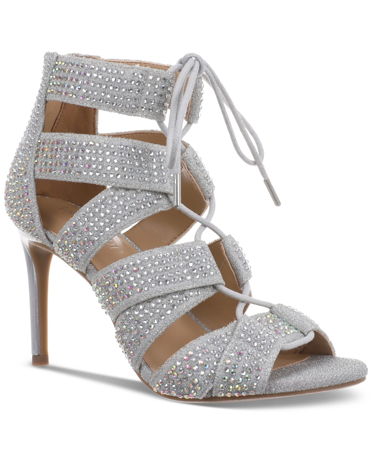 Women's Sandy Lace-Up Stiletto Sandals - Silver Lur