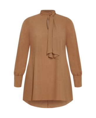 Plus Size Neck Tie Tunic Top