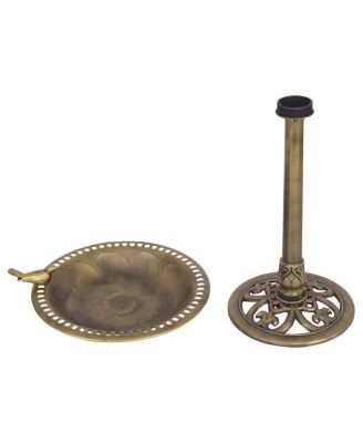 Antique Gold Freestanding Pedestal Bird Bath Feeder Outdoor Garden Yard Decor