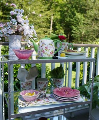 Hummingbirds Set of 4 3-D Floral Ice Cream Bowls, 4 Asst