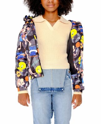 Girl's Heavy Quilted Puffer in New Looney Mash Jacket