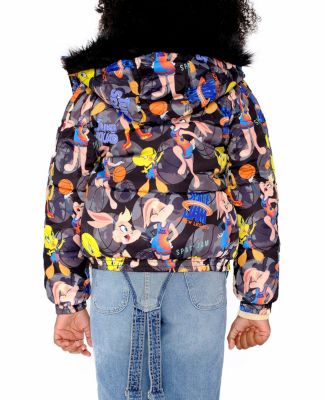 Girl's Heavy Quilted Puffer in New Looney Mash Jacket