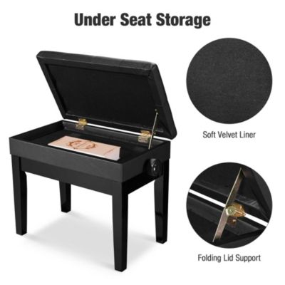 Piano Bench PU Leather Storage Adjustable Height Padded Seat Keyboard