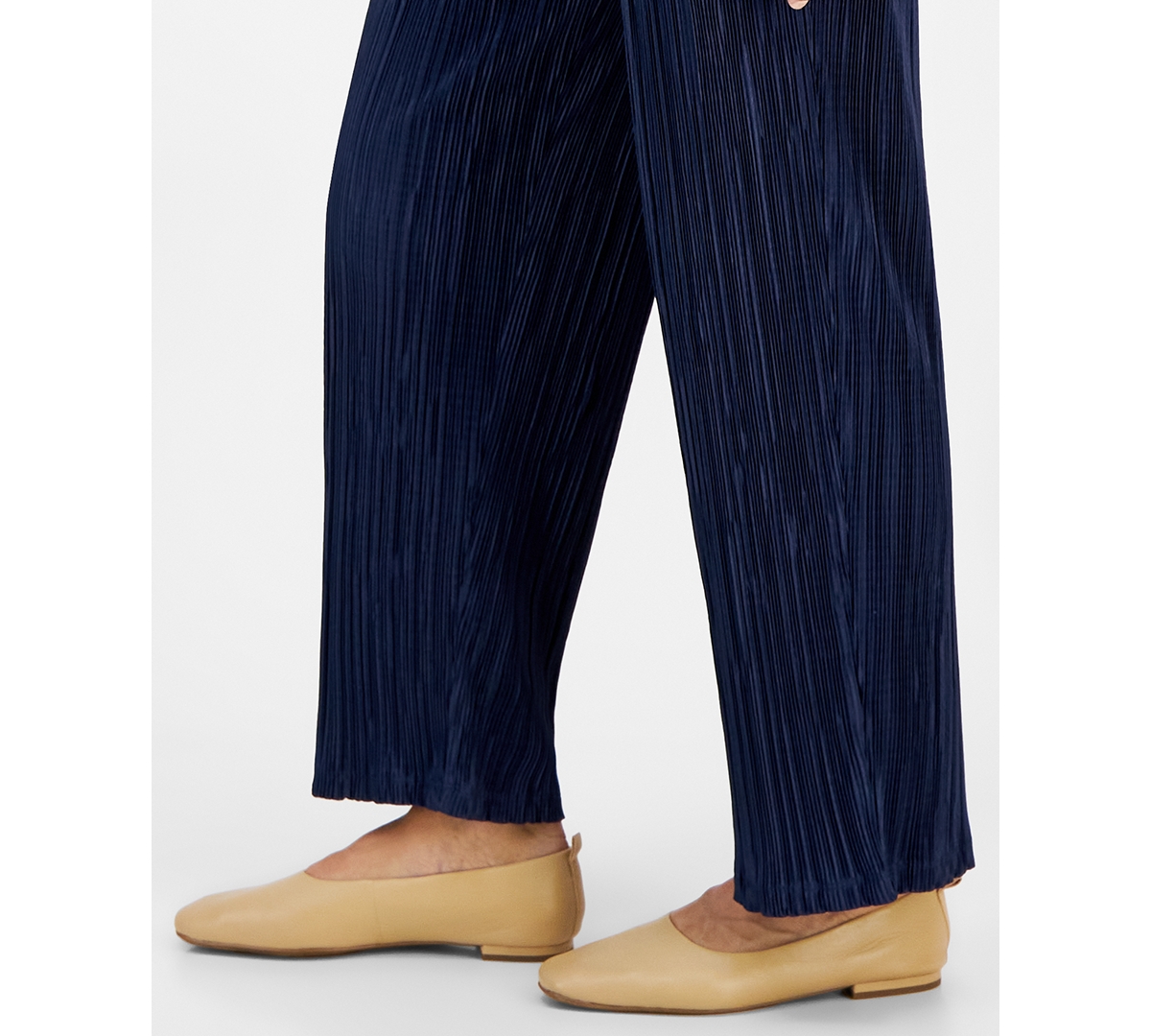 Jm Collection Petite Plisse Wide-Leg Pull-On Ankle Pants, Created for Macy's