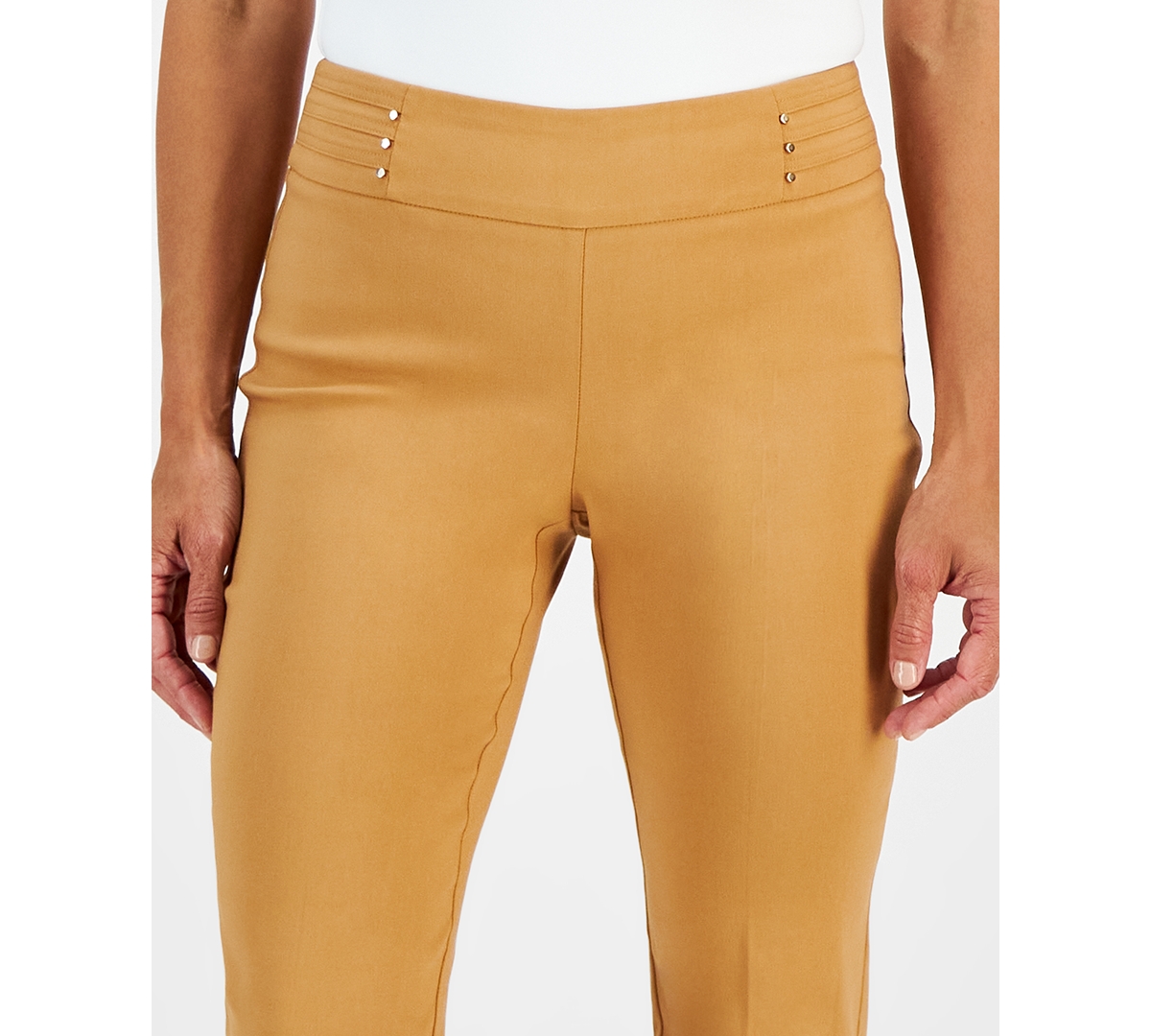 JM COLLECTION PETITE STUDDED-RIVET STRAIGHT-LEG PANTS, PETITE & PETITE SHORT, CREATED FOR MACY'S 