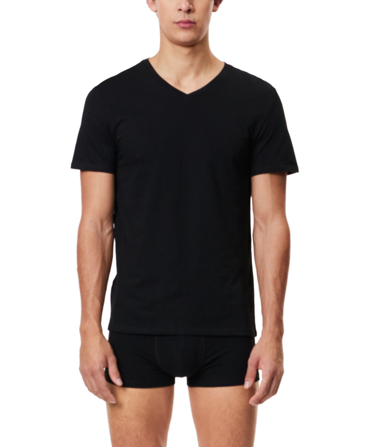 Мужские топы Lacoste Slim-Fit V-Neck Undershirts, 3-Pack, цвет: Чёрный — фото 2