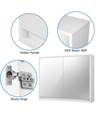 2-Door Wall-Mounted Bathroom Mirrored Medicine Cabinet