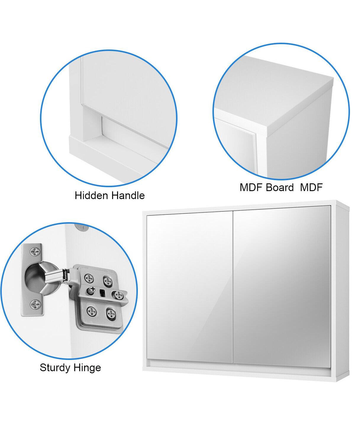 Sugift 2-Door Wall-Mounted Bathroom Mirrored Medicine Cabinet