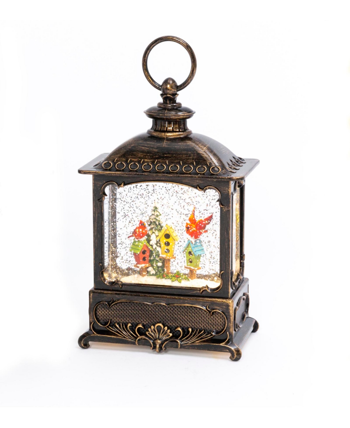 Gerson International Christmas Light Water Globe Lantern with Cardinal