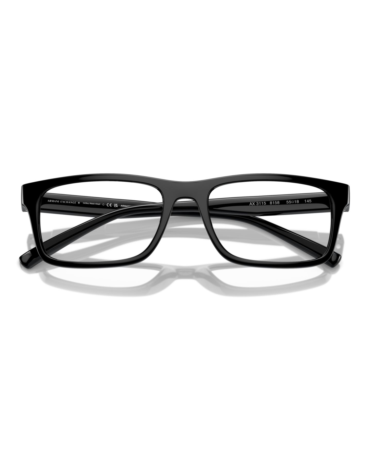 Мужские очки Armani Exchange Man Rectangle Plastic AX3115 Eyeglasses, цвет: Блестящий чёрный — фото 5