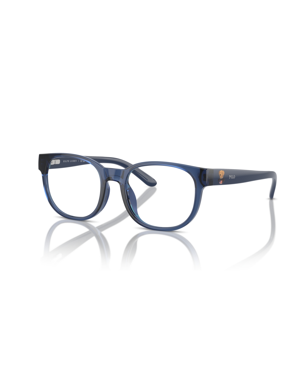 Shop Polo Ralph Lauren Child Eyeglasses, P8549u In Shiny Transparent Dark Blue