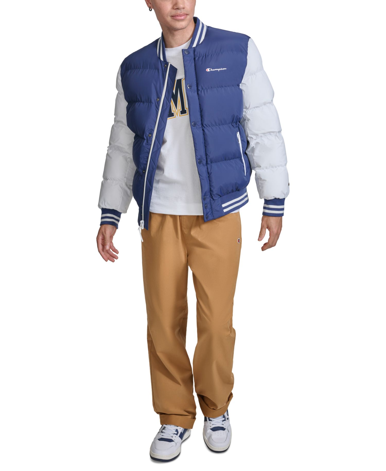 Men's Quilted Full-Zip Varsity Puffer Jacket