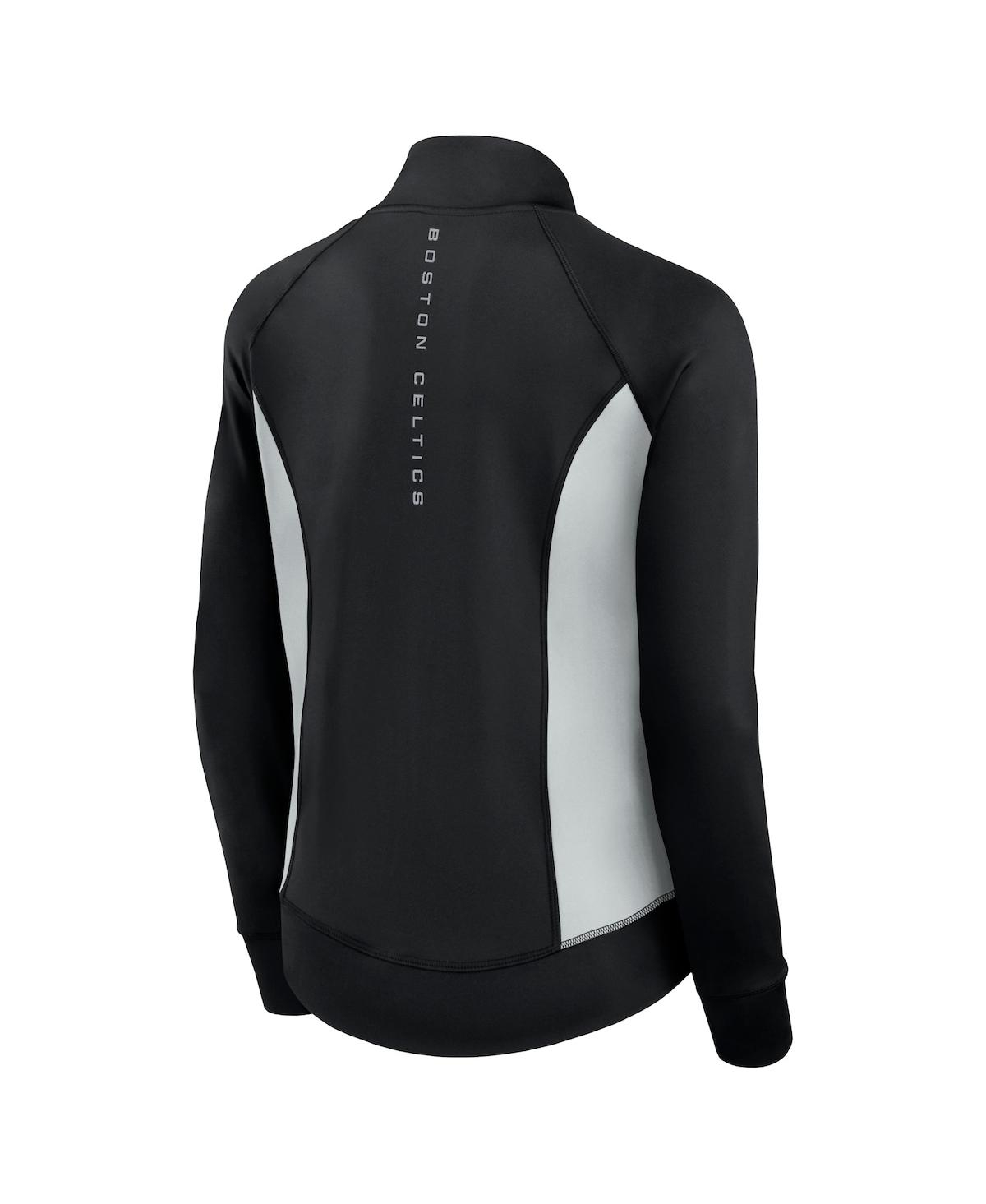 Fanatics Women's Black Boston Celtics Studio Fitted Full-zip Gym Track Jacket In Black