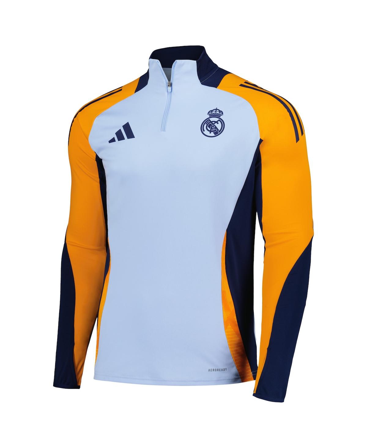 Adidas Men'sReal Madrid 2024/25 Aeroready Raglan Quarter-Zip Training Top - Light Blue