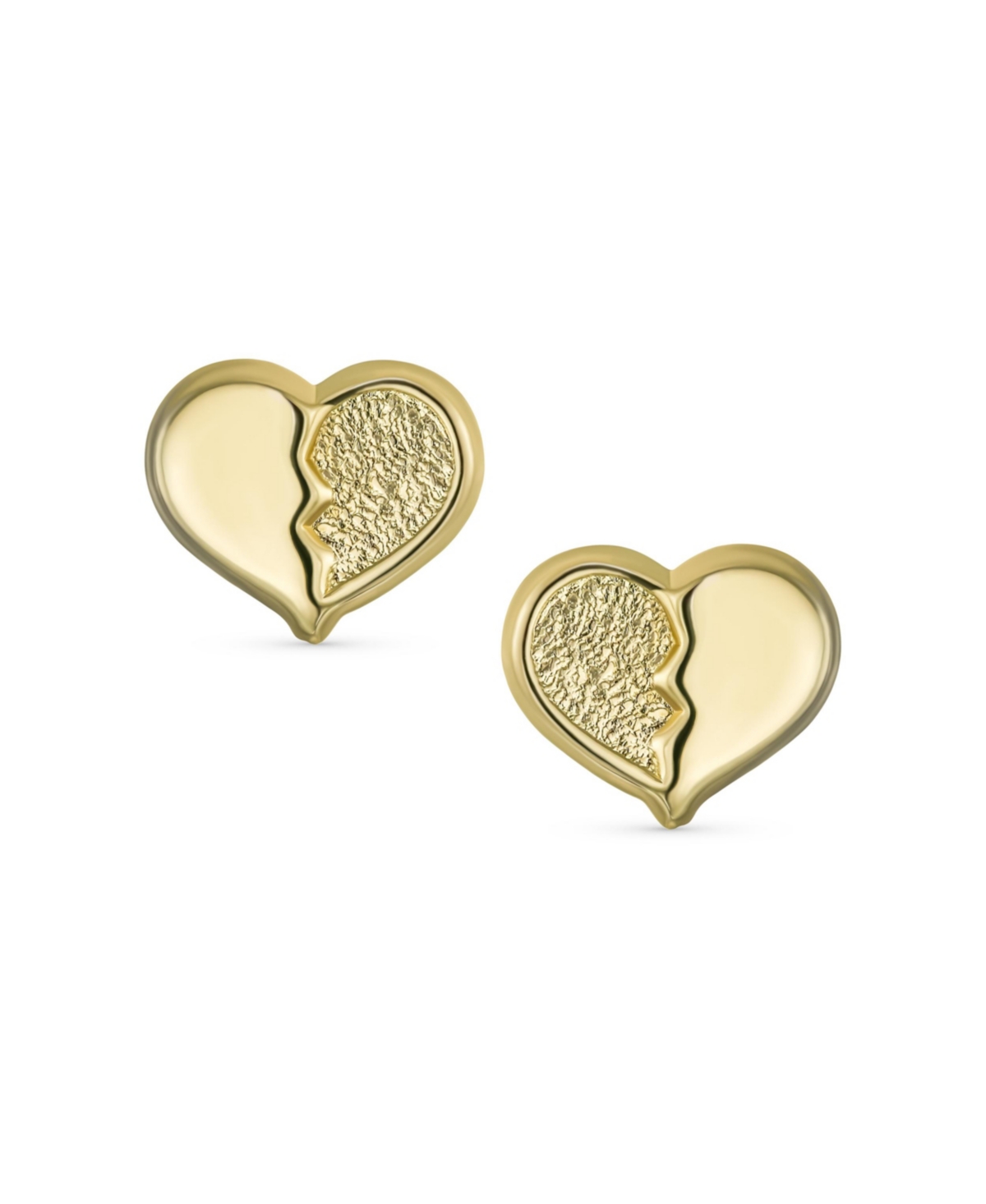 Bling Jewelry Minimalist Tiny Simple10K YellowSplit Heart Stud Earrings For Women Secure Screw Back 8MM - Gold