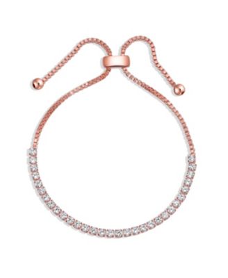 CZ Cubic Zirconia Slide Bolo Tennis Bracelet Adjustable Bridal Silver Plated