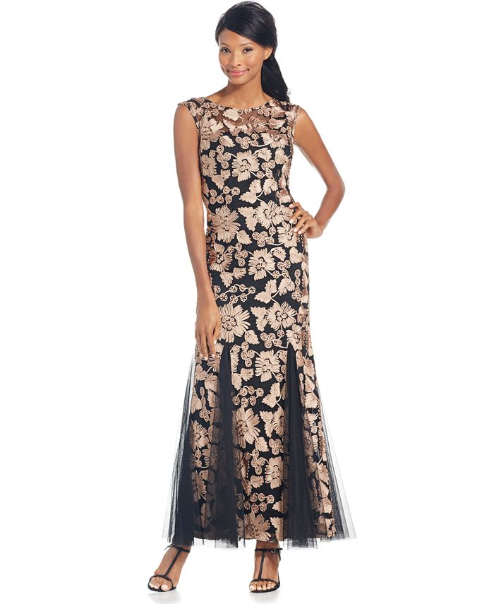 Alex evenings online floral soutache gown