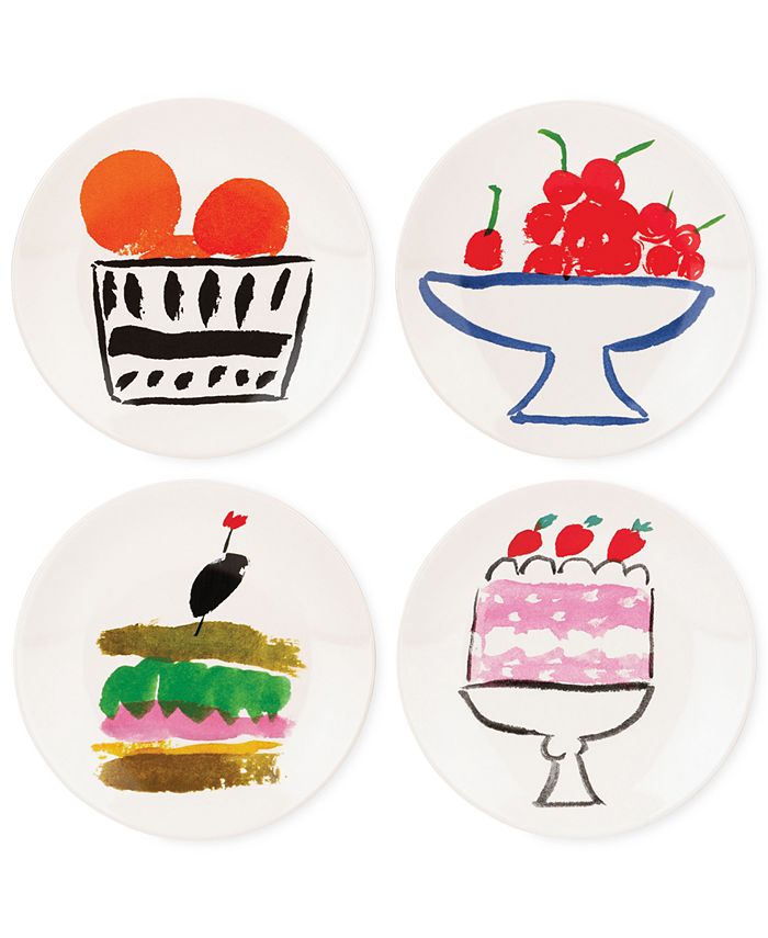 Kate Spade new york all in good taste Set of 4 Stoneware Appetizer Plate  Set & Reviews - Dinnerware - Dining - Macy's