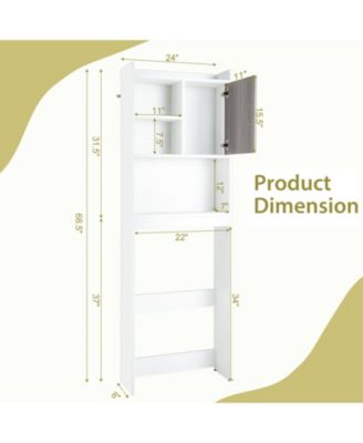 4-Tier Space-saving Toilet Sorage Cabinet with Open Shelves