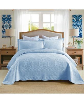 3 PCS 100% Cotton Oversized Bedspread Quilt Set Embroidery TF-Queen