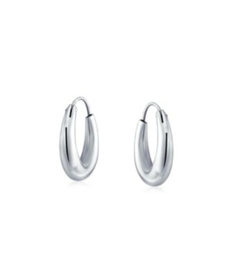 Simple Plain Circle Crescent Tapered Tube Hollow Puff Tube Round Hoop Earrings Sterling Silver