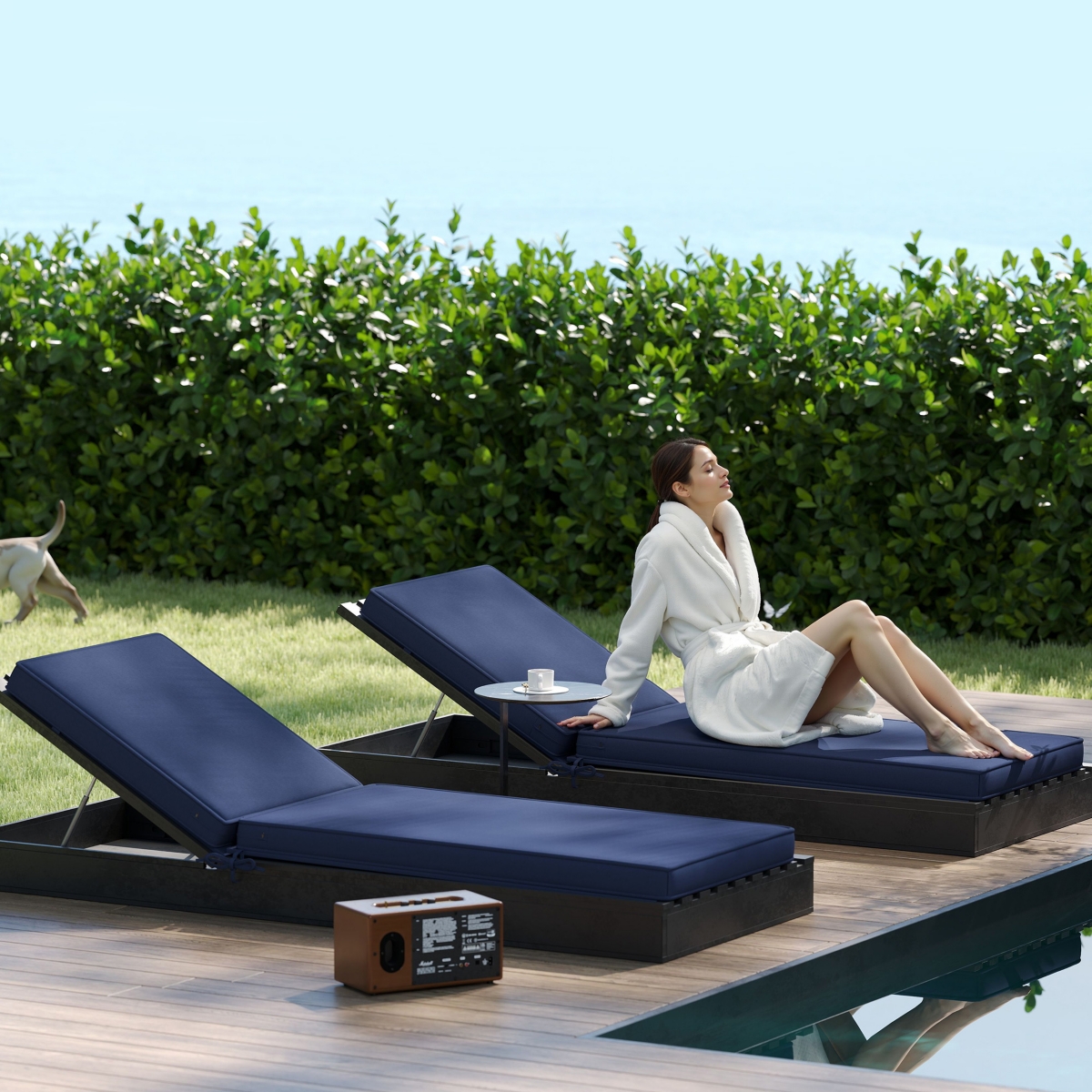 Outsunny 2 Lounge Chair Cushions, 72"x21"x3" Replacement Cushions,