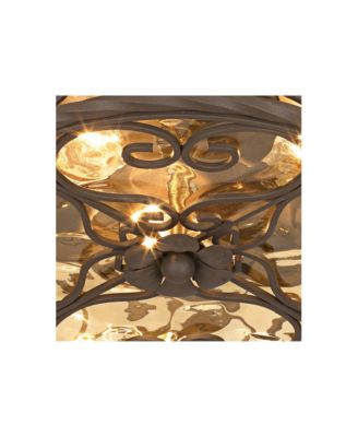 Casa Seville Rustic Farmhouse Flush Mount Outdoor Ceiling Light Fixture Dark Walnut 4 1/2" Champagne Water Glass for Post Exterior