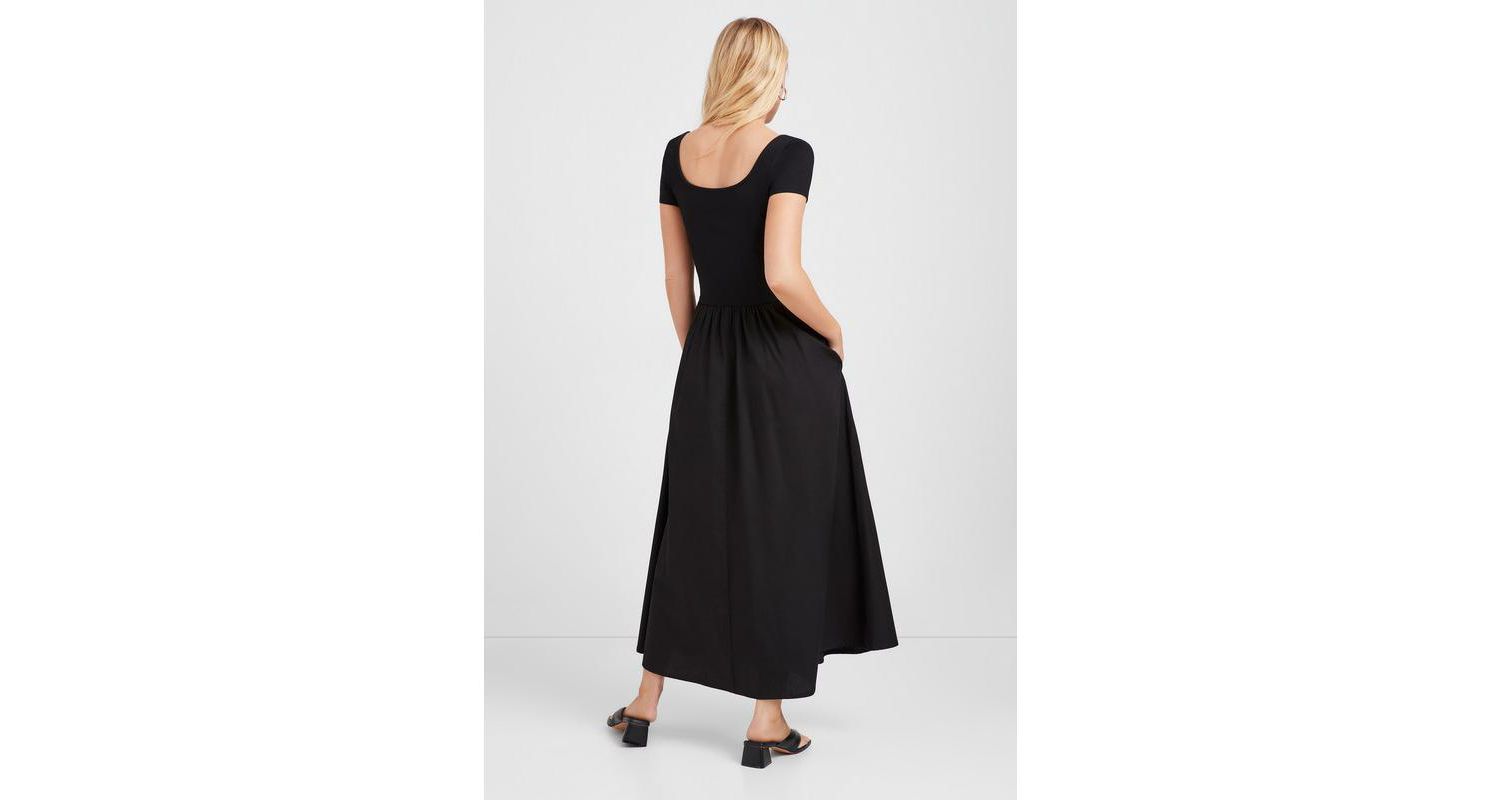 Women's Sierra Fitted A-Line Midi Dress with Cotton Skirt and Pockets