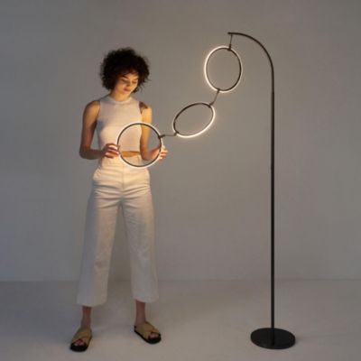 Nova 74" Dimmable LED Floor Lamp with Hanging Ring Lights