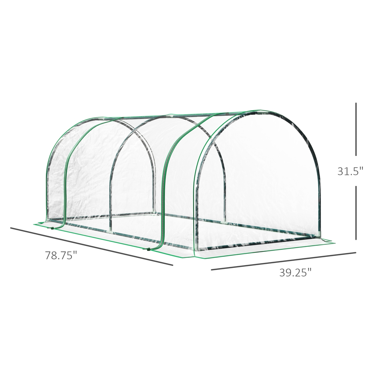 Outsunny Portable Mini Greenhouse with 4 Zippered Doors, Pvc Cover, Green