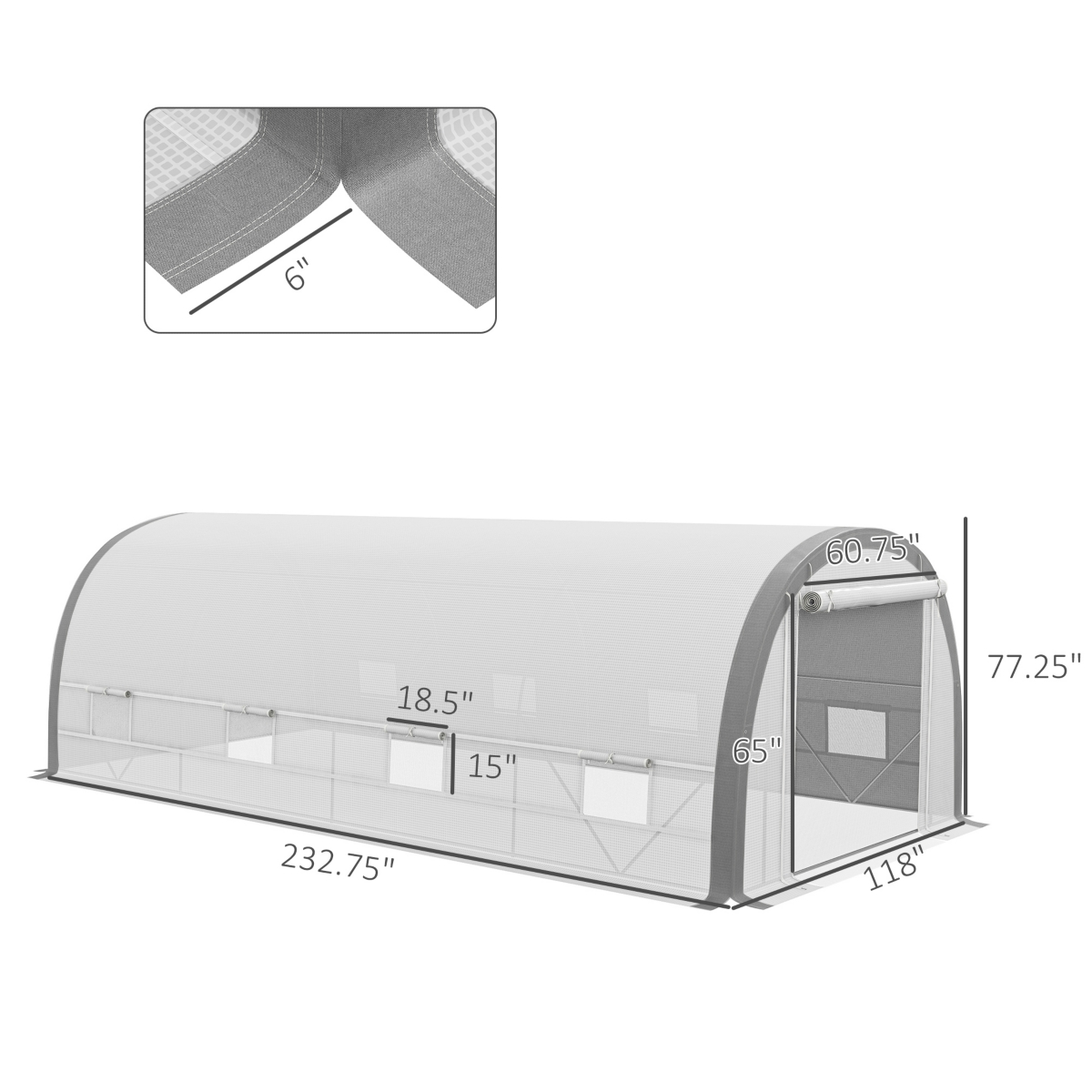 Outsunny Upgraded Tunnel Greenhouse w/ Mesh Door and Windows, Plant Labels
