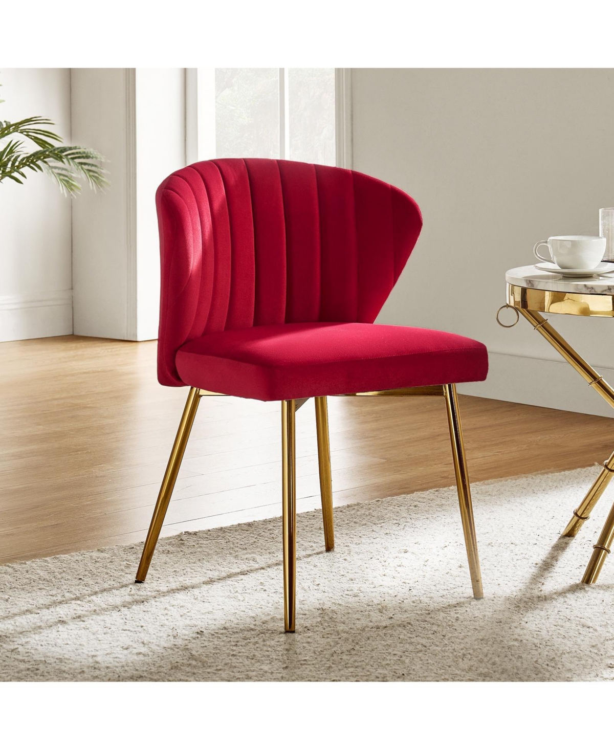 Modern Aruna Velvet Side Chair with Metal Legs