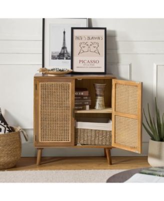 Accent Storage Rattan Cabinet  Cupboard Console Table for Dining Room