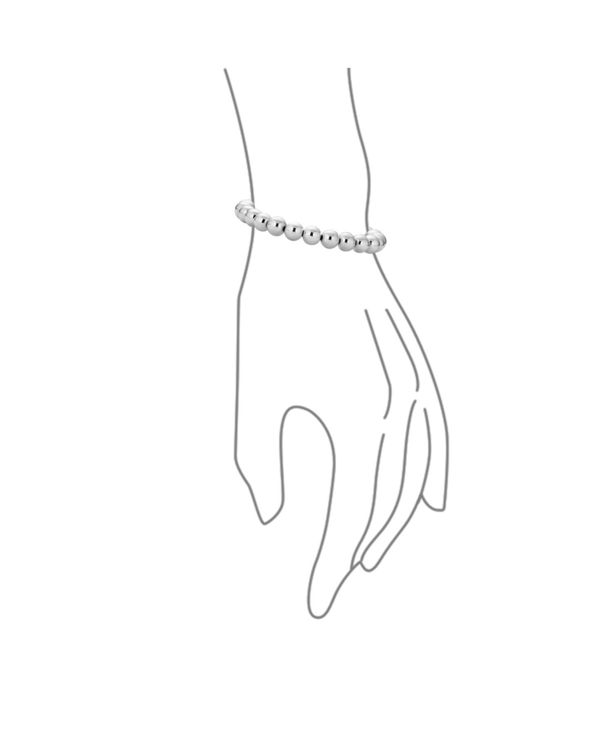Bling Jewelry Simple Plain Hand Strung Polish Round Light Weight Sterling Silver Bead 8MM Ball Strand Bracelet For Women Inch