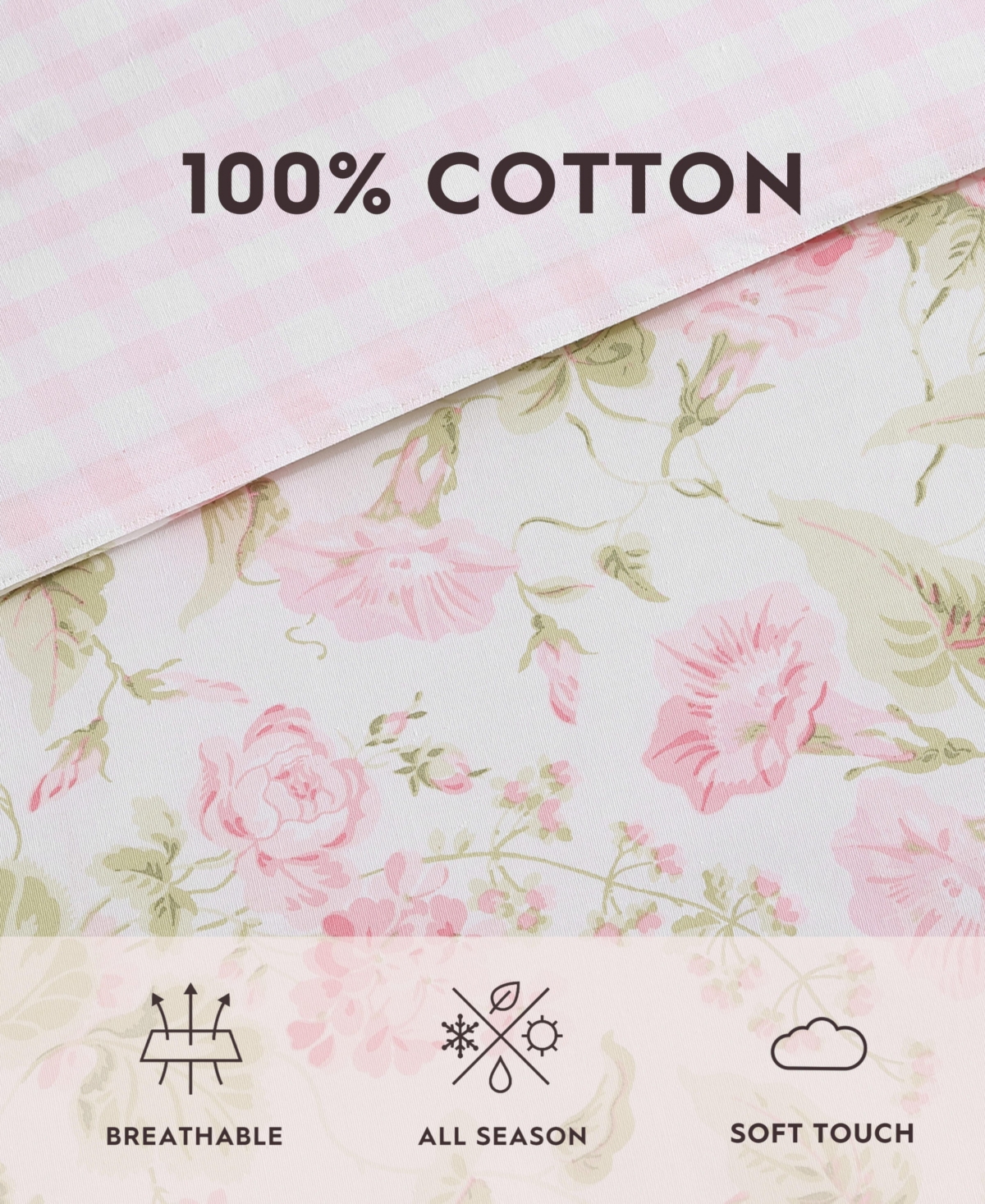 Laura Ashley Morning Gloria Reversible 3 Piece Comforter Set, Full/queen In Pretty Pink,green