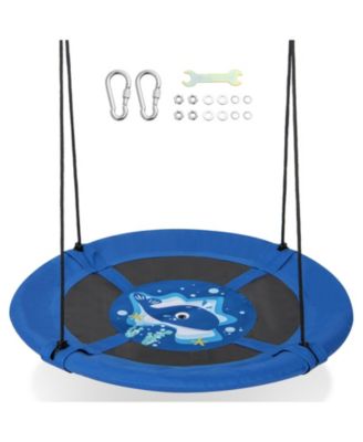 Slickblue Toddler 40 Inches Saucer Tree Swing with Adjustable Hanging Ropes and 900D Oxford Fabric-Whale - Whale 45$