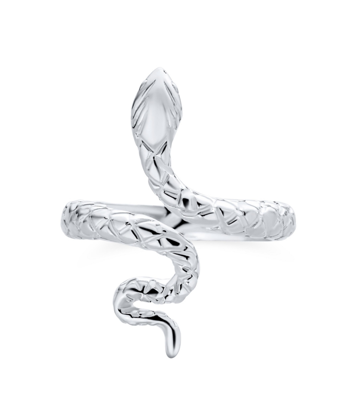 Garden Animal Pet Reptile Stack Wrap Bypass Coil Serpent Snake Ring Band For Women Teen .925 Sterling Silver - Silver b