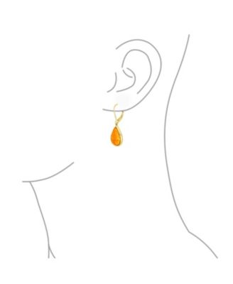 Created Opal Pear Shaped Simple Teardrop Dangle Earrings Sterling Silver Lever back