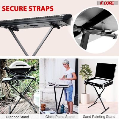 Keyboard Stand Digital Piano Riser Adjustable X Style Electric Key Board Casio Synth Holder - BLACK