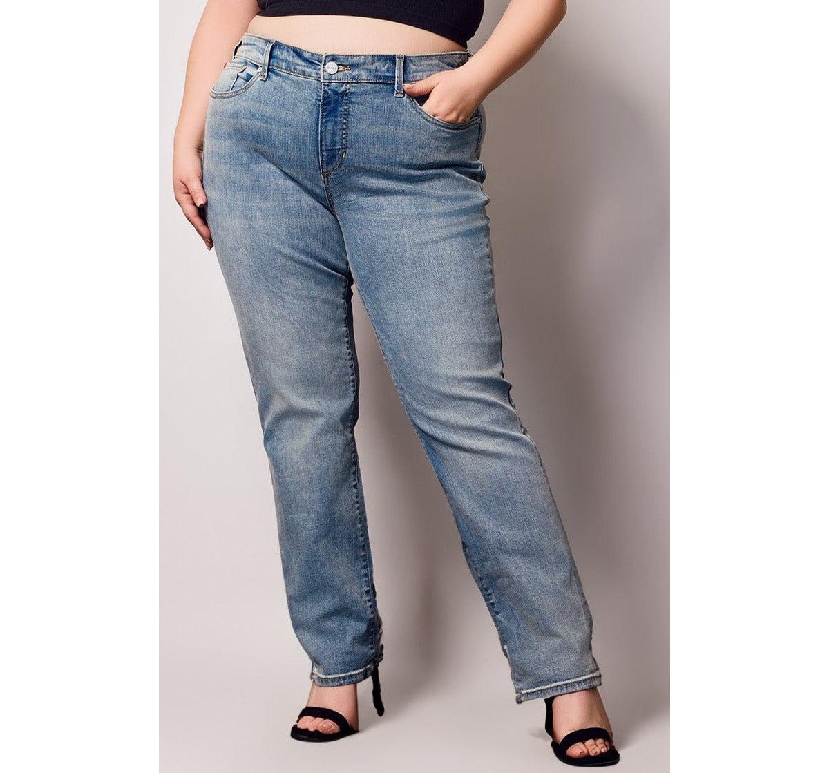 Plus Size Denim High Rise Straight Jeans - Finley