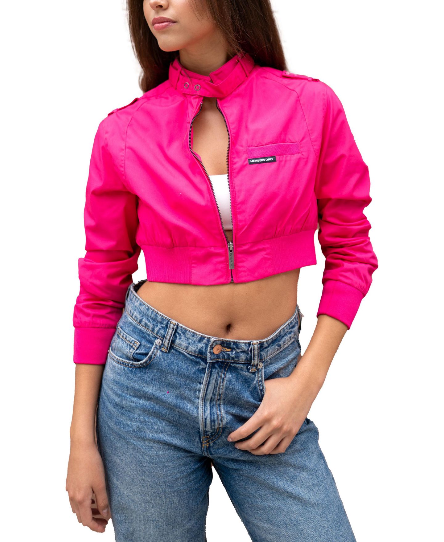 Женская куртка Members Only Mini Cropped Racer, цвет: Розовый — фото 5
