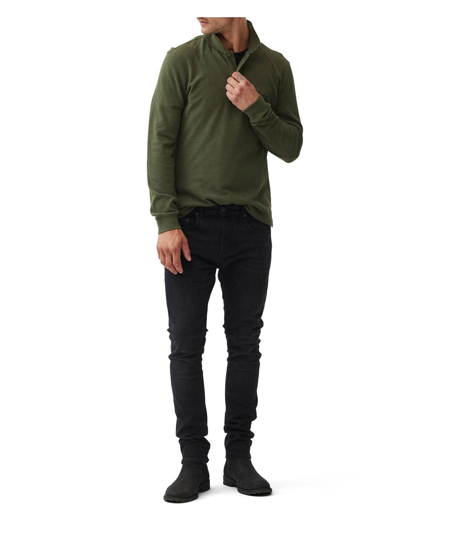 Мужское поло Rodd & Gunn Long Sleeves Gunn Cotton Polo Shirts, цвет: Армейский зелёный — фото 2