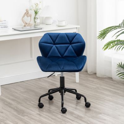Diamond Tufted Adjustable Swivel Office Chair, Blue