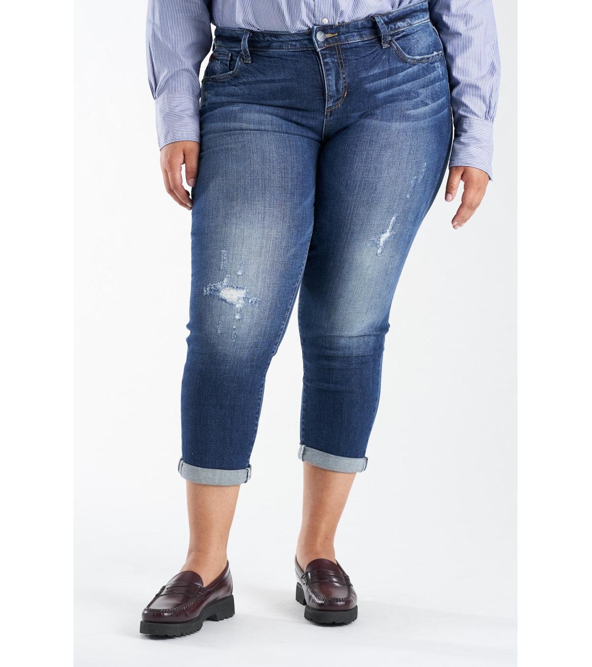 Plus Size Denim Mid Rise Boyfriend Jeans - Marina