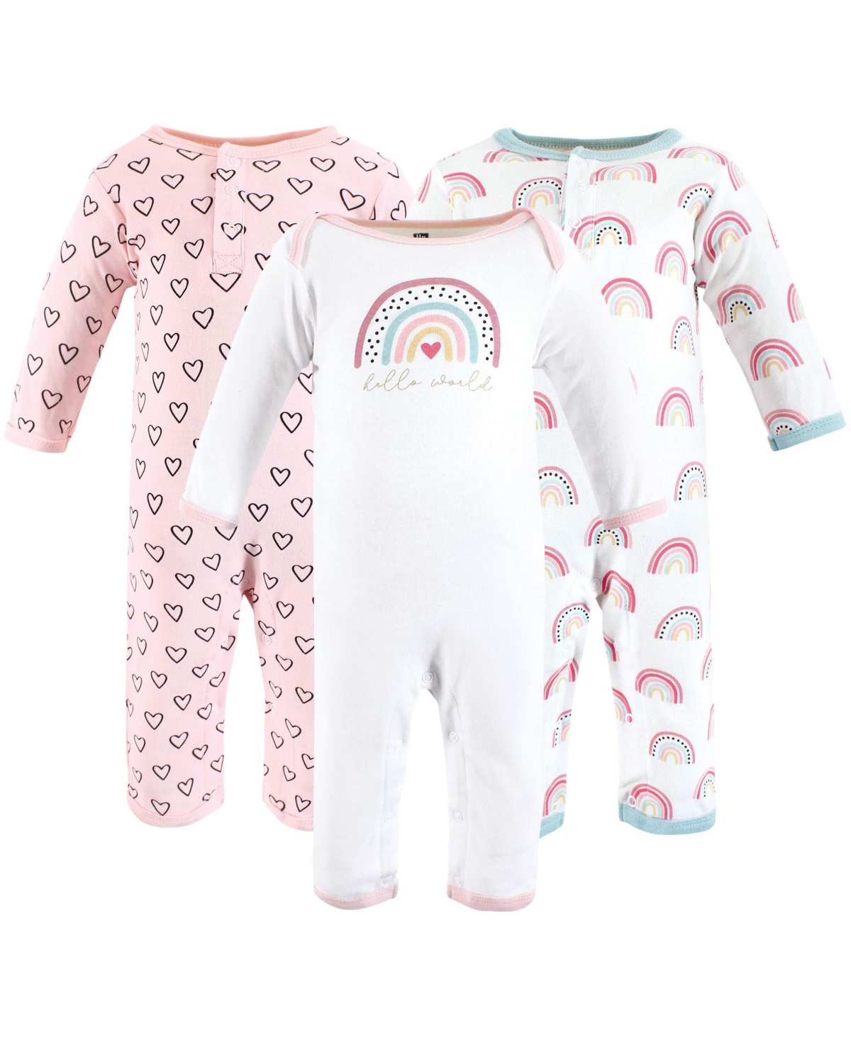 Hudson Baby Baby Girls Hudson Cotton Coveralls - Modern rainbow