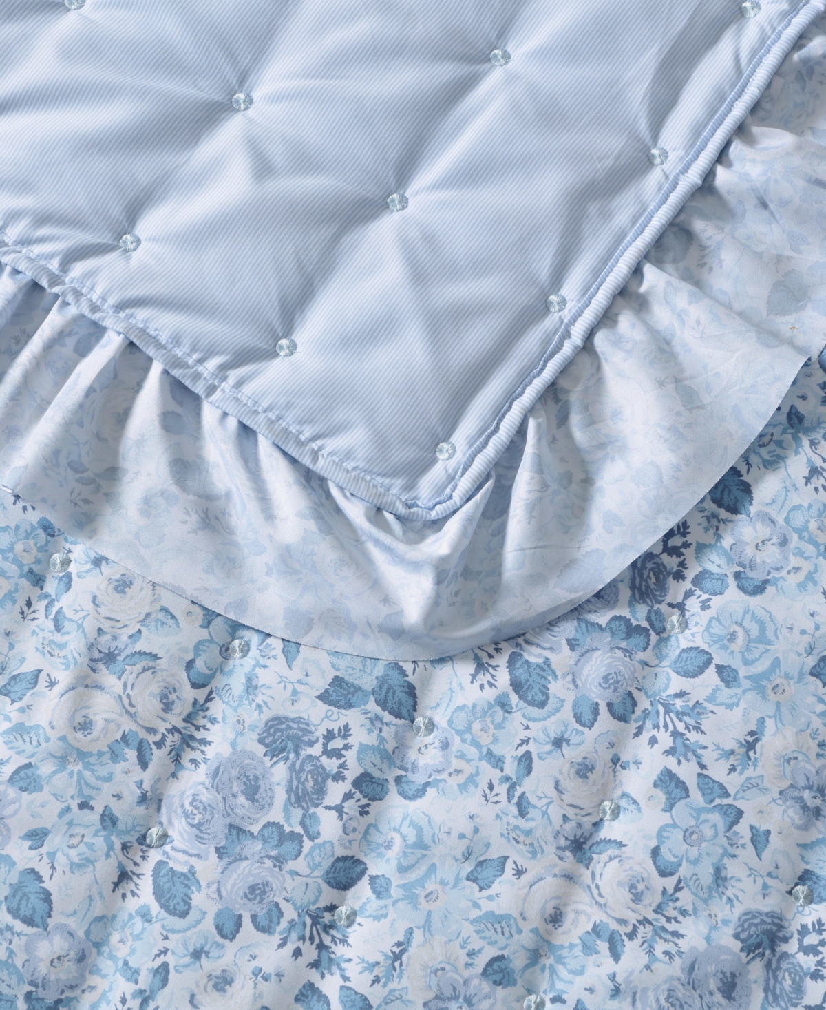Laura Ashley Quartet Dot Quilt Sets In Cashmere Blue